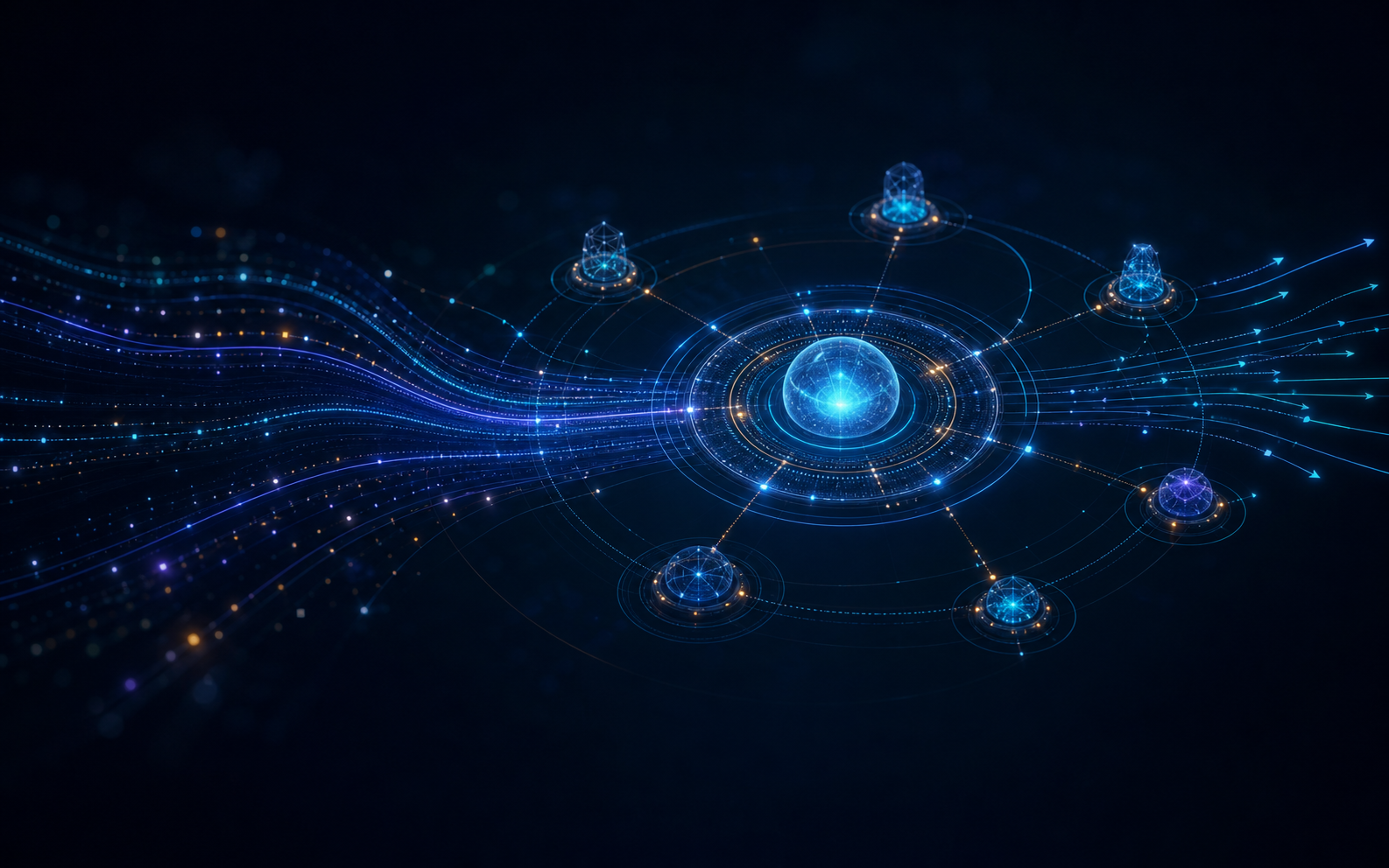 A network of long-lived agents processing data and coordinating control actions